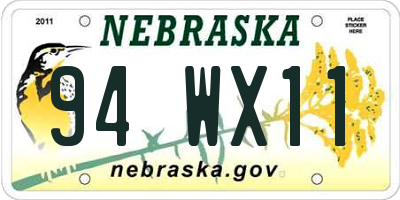NE license plate 94WX11