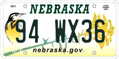 NE license plate 94WX36