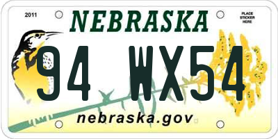 NE license plate 94WX54