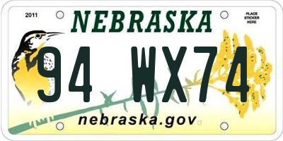 NE license plate 94WX74