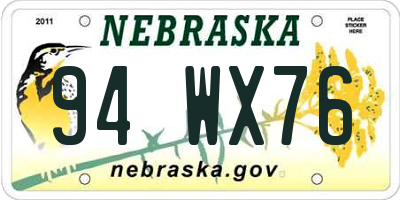 NE license plate 94WX76