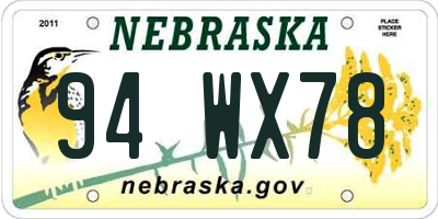 NE license plate 94WX78