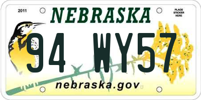 NE license plate 94WY57