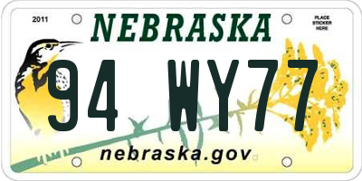 NE license plate 94WY77