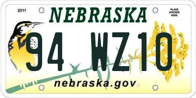 NE license plate 94WZ10