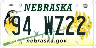 NE license plate 94WZ22