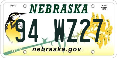 NE license plate 94WZ27