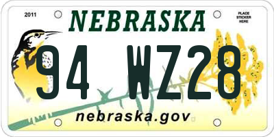 NE license plate 94WZ28