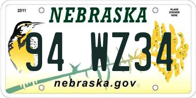 NE license plate 94WZ34