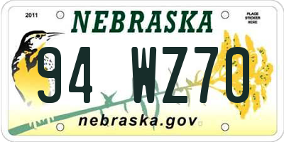 NE license plate 94WZ70