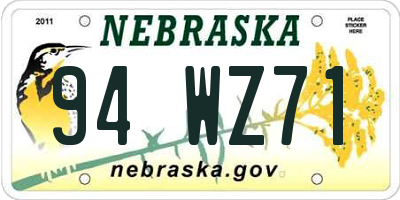 NE license plate 94WZ71