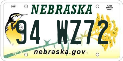 NE license plate 94WZ72