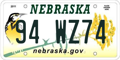 NE license plate 94WZ74