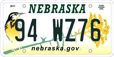 NE license plate 94WZ76