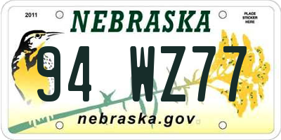 NE license plate 94WZ77