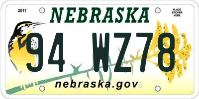 NE license plate 94WZ78