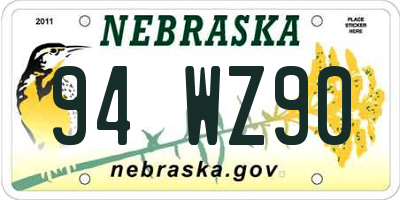 NE license plate 94WZ90