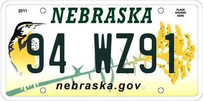 NE license plate 94WZ91