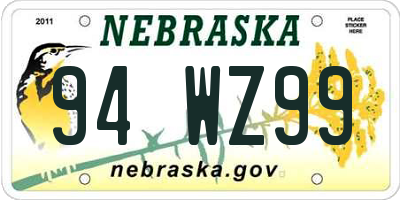 NE license plate 94WZ99