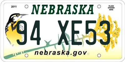 NE license plate 94XE53