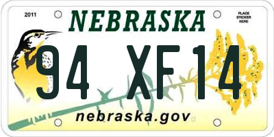 NE license plate 94XF14