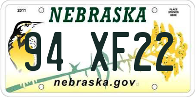 NE license plate 94XF22