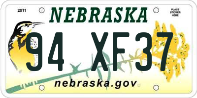 NE license plate 94XF37