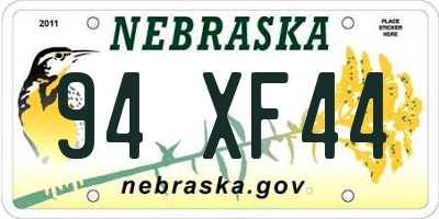 NE license plate 94XF44