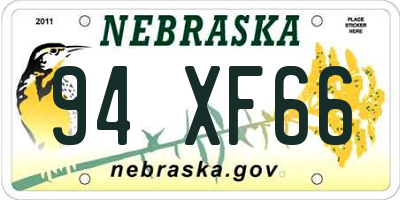 NE license plate 94XF66