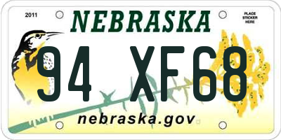 NE license plate 94XF68