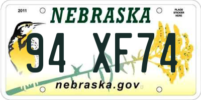 NE license plate 94XF74