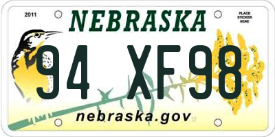 NE license plate 94XF98