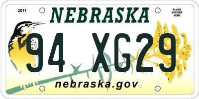 NE license plate 94XG29