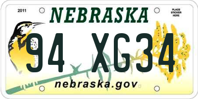 NE license plate 94XG34