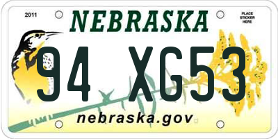 NE license plate 94XG53