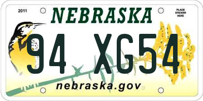 NE license plate 94XG54