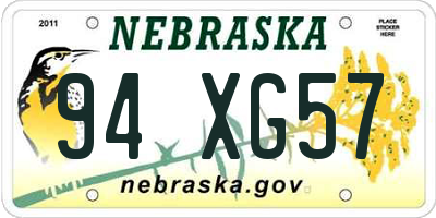 NE license plate 94XG57