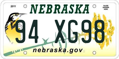 NE license plate 94XG98