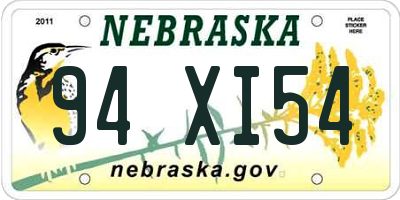 NE license plate 94XI54