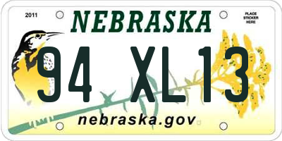 NE license plate 94XL13