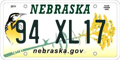 NE license plate 94XL17