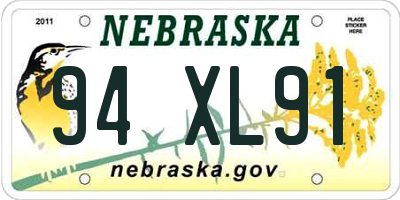 NE license plate 94XL91