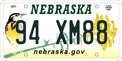 NE license plate 94XM88