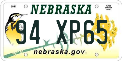 NE license plate 94XP65