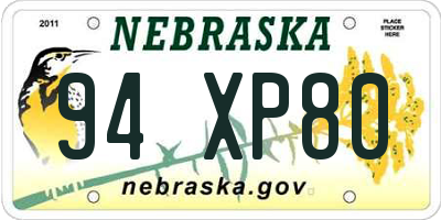 NE license plate 94XP80