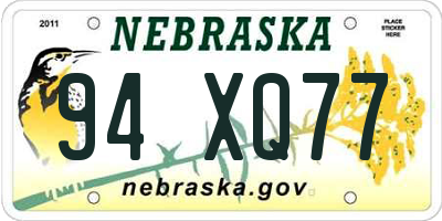 NE license plate 94XQ77