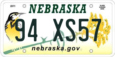 NE license plate 94XS57