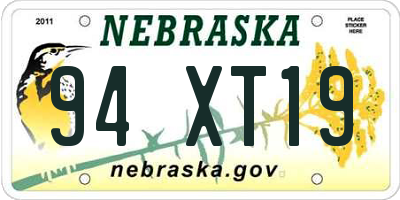 NE license plate 94XT19