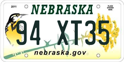 NE license plate 94XT35