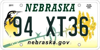 NE license plate 94XT36